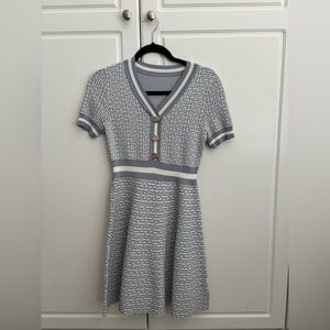 Elegant Blue Patterned Dress